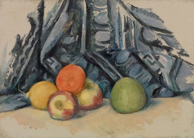 Apples and Cloth by Paul Cézanne